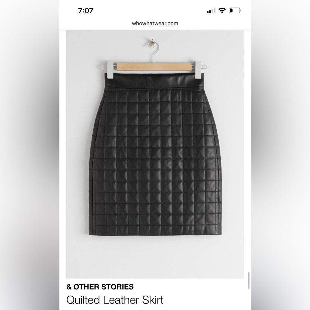 & Other Stories quilted leather skirt size 6